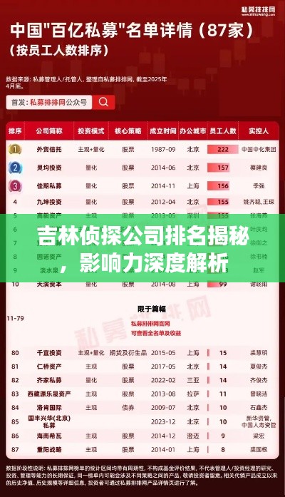 吉林偵探公司排名揭秘，影響力深度解析
