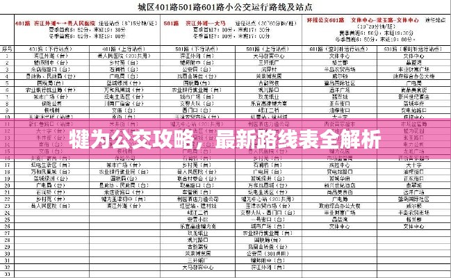 犍為公交攻略，最新路線表全解析