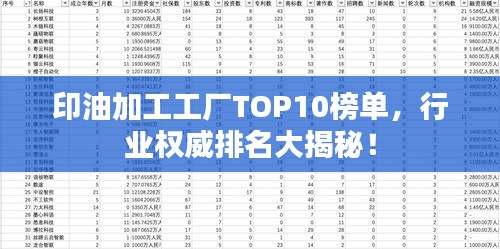 印油加工工廠TOP10榜單，行業(yè)權(quán)威排名大揭秘！