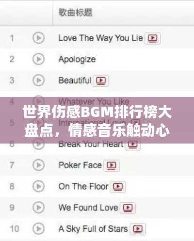 世界傷感BGM排行榜大盤點，情感音樂觸動心靈！