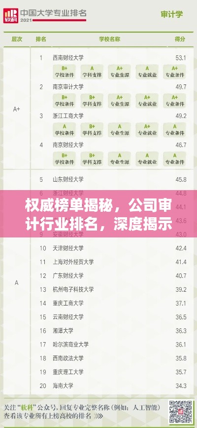權(quán)威榜單揭秘，公司審計行業(yè)排名，深度揭示行業(yè)格局