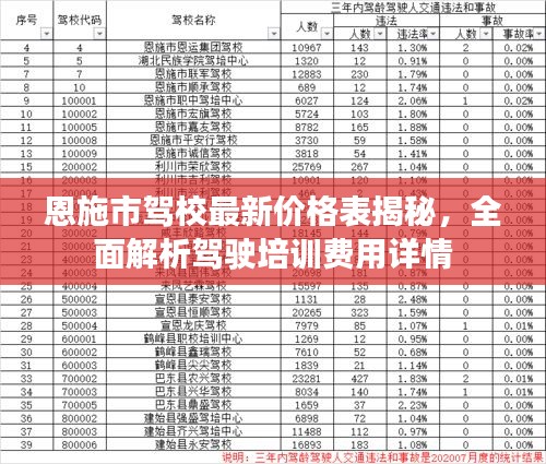 恩施市駕校最新價(jià)格表揭秘，全面解析駕駛培訓(xùn)費(fèi)用詳情